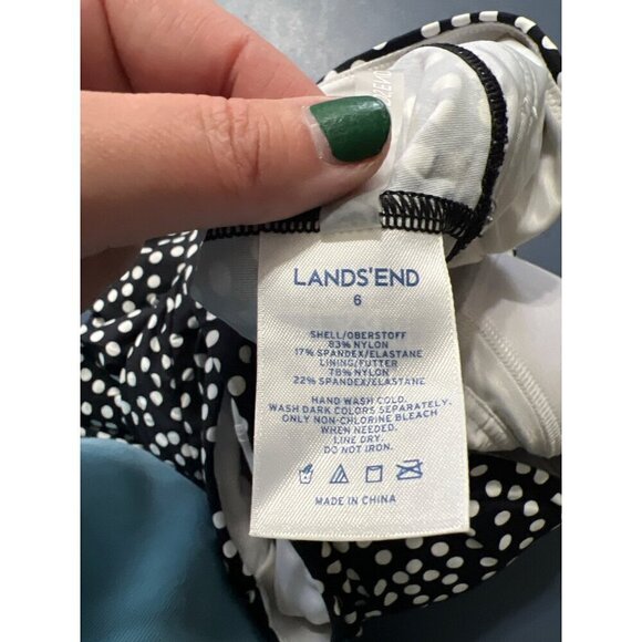 Lands End Womens Polka Dot Tankini Swim Top Size 6 Vacation Reaort Cruise - Picture 2 of 7